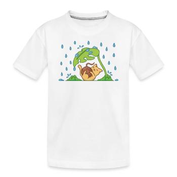 Stubentiger Regentropfen Katze Miau - Kinder Premium Bio T-Shirt - Weiß - Vorne