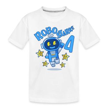 Roboter Geburtstagsmotiv 4 Jahre Jungen Geschenk - Kinder Premium Bio T-Shirt - Weiß - Vorne