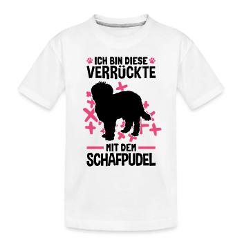 Verrückte mit Schafpudel zotthaariger Hütepudel - Kinder Premium Bio T-Shirt - Weiß - Vorne