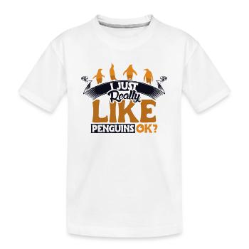 I Really Like Penguins King Emperor Sea Bird - Kids' Premium Organic T-Shirt - white - Front