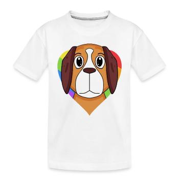 Cœur arc-en-ciel de chien St. Bernard - T-shirt bio Premium Enfant - blanc - Devant