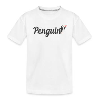 Penguin Text Sea Bird King Emperor Penguin Lover - Kids' Premium Organic T-Shirt - white - Front