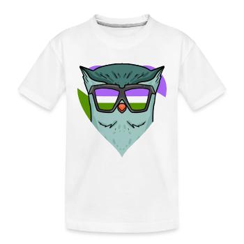 Genderqueer Eule - Kinder Premium Bio T-Shirt - Weiß - Vorne