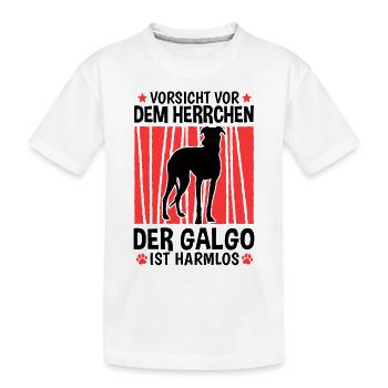 Vorsicht vor dem Galgo Espanol Herrchen - Kinder Premium Bio T-Shirt - Weiß - Vorne