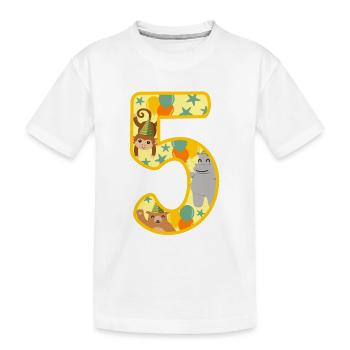 5. Geburtstag Geschenk Zahl fünf Jahre Zootiere - Kinder Premium Bio T-Shirt - Weiß - Vorne