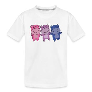Bi Flag Pride LGBTQ sweet Hippo - Kids' Premium Organic T-Shirt - white - Front