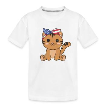 4 juillet chat américain pour enfants mignon chat américain - T-shirt bio Premium Enfant - blanc - Devant