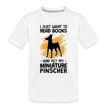 Dwarf Pinscher stroke and read Pinscher - Kids' Premium Organic T-Shirt - white - Front
