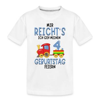 4. Geburtstag Geburtstagsgeschenk mit Eisenbahn - Kinder Premium Bio T-Shirt - Weiß - Vorne