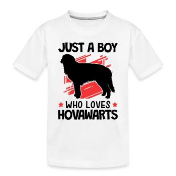 Le garçon le Hovawart aime le chien fermier allemand - T-shirt bio Premium Enfant - blanc - Devant
