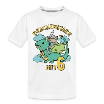 Ritter & Drache Geburtstagsmotiv 6 Jahre Jungen - Kinder Premium Bio T-Shirt - Weiß - Vorne