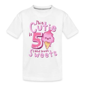 5th Birthday Kawaii Ice Cream Gift Idea for Girls - Kids' Premium Organic T-Shirt - white - Front