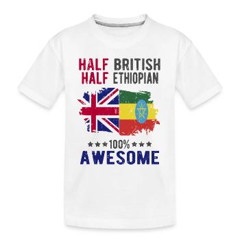 Half British Half Ethiopian - Kids' Premium Organic T-Shirt - white - Front