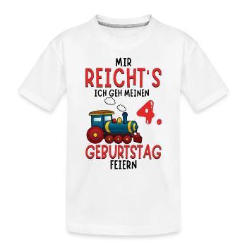 4. Geburtstag Geburtstagsgeschenk mit Eisenbahn - Kinder Premium Bio T-Shirt - Weiß - Vorne