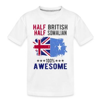 Half British Half Somali - Kids' Premium Organic T-Shirt - white - Front