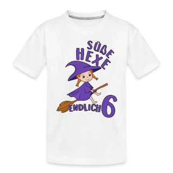 Süße Hexe Geburtstagsmotiv Ich Bin 6 Jahre Mädchen - Kinder Premium Bio T-Shirt - Weiß - Vorne