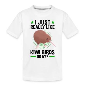 Ich mag halt Kiwi Vogel Schnepfenstrauß - Kinder Premium Bio T-Shirt - Weiß - Vorne