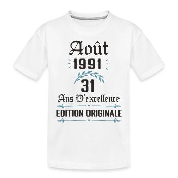 31 ans anniversaire aout 1991 - T-shirt bio Premium Enfant - blanc - Devant