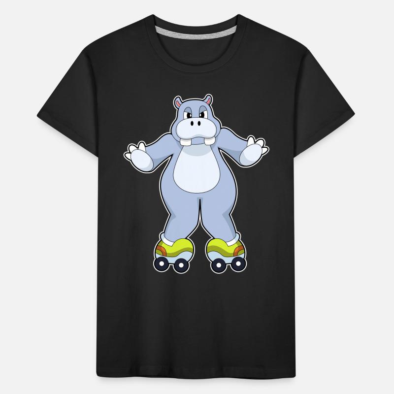 Hippo with roller skates Kids' Premium Organic T-Shirt