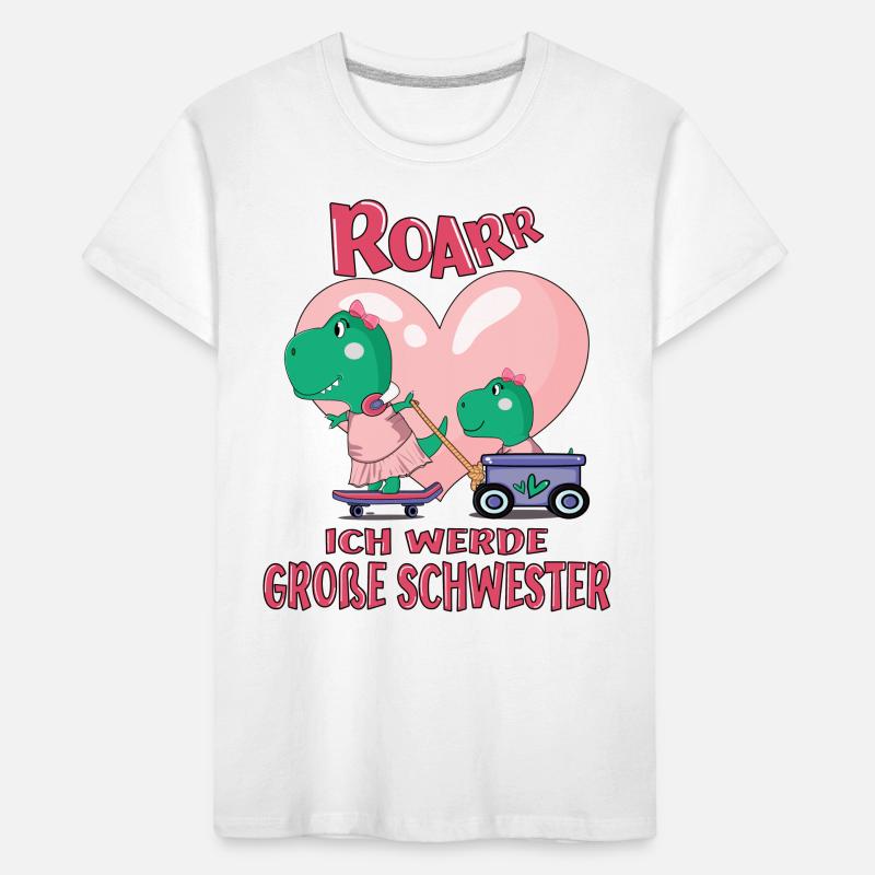 Ich Werde Große Schwester Dino Mädchen Kinder Premium Bio T-Shirt