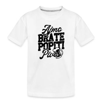 Balkan Jugo Spruch Ajmo Brate Popiti pivo - Kinder Premium Bio T-Shirt - Weiß - Vorne