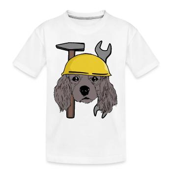 Tête de chien Casque de sécurité de chien Chantier de construction Enfant commercial - T-shirt bio Premium Enfant - blanc - Devant