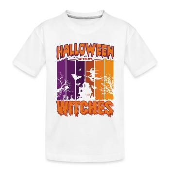 Happy Halloween Party Hexe Fledermaus Grusel Spuk - Kinder Premium Bio T-Shirt - Weiß - Vorne