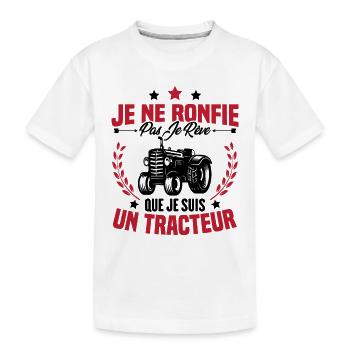 Je Ne Ronfle Pas Je Rêve Que Je Suis Un Tracteur - T-shirt bio Premium Enfant - blanc - Devant