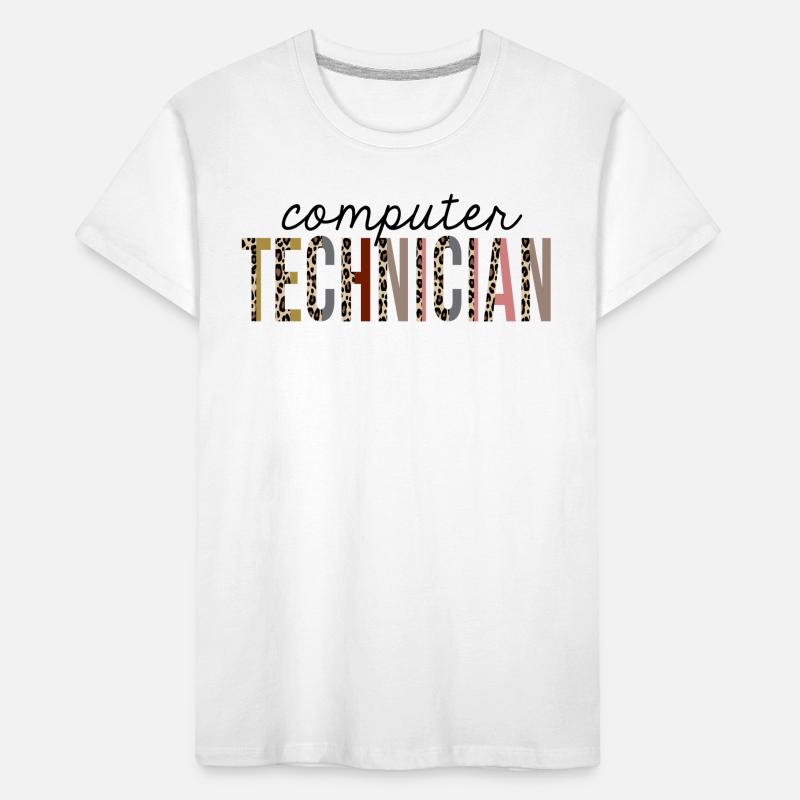 Computer Technician Leopard Print Funny Kids' Premium Organic T-Shirt