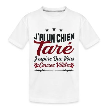 t-shirt j'ai un chien taré courez humour cadeau - T-shirt bio Premium Enfant - blanc - Devant