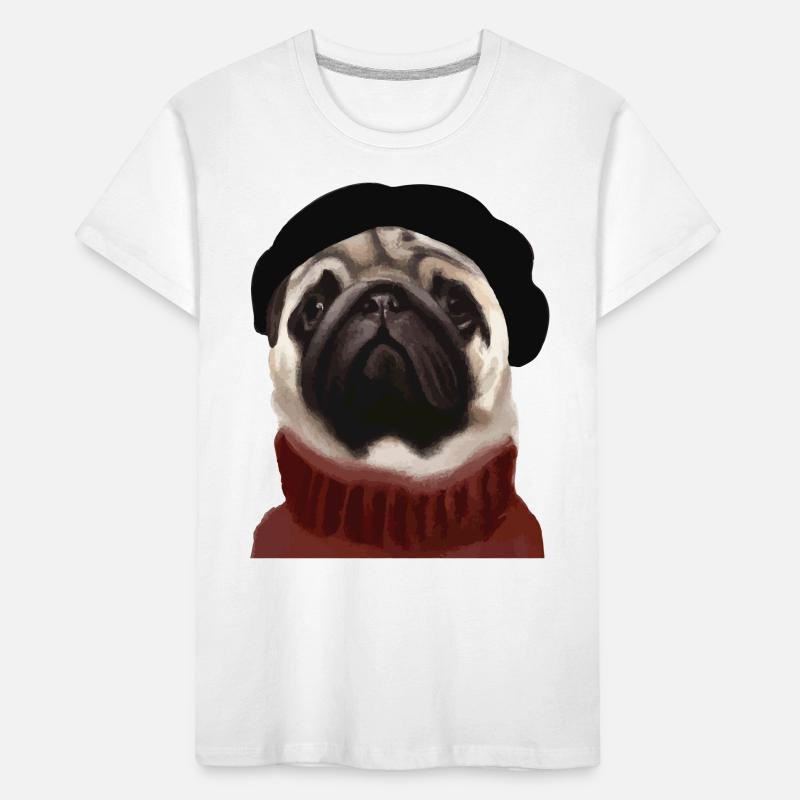 Chien carlin avec casquette et pull T-shirt bio Premium Enfant
