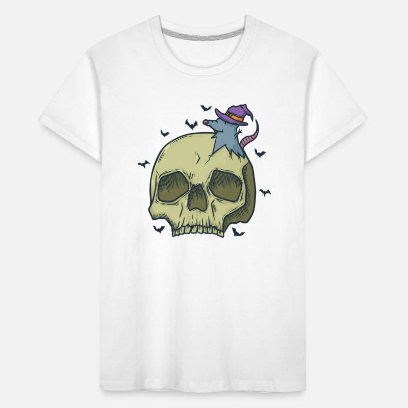 Halloween Bone Skull with Witch Mouse Kids' Premium Organic T-Shirt