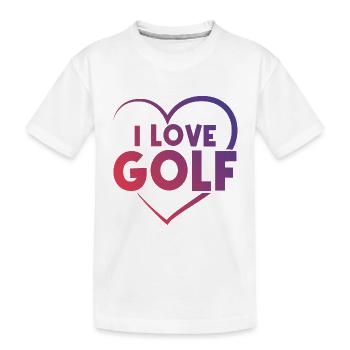 I love golf heart - Kids' Premium Organic T-Shirt - white - Front
