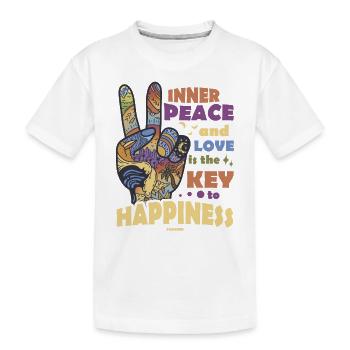 innerer Frieden Peacezeichen zwei Finger - Kinder Premium Bio T-Shirt - Weiß - Vorne