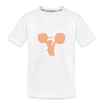 Weightlifting Woman Workout Dumbbell - Kids' Premium Organic T-Shirt - white - Front