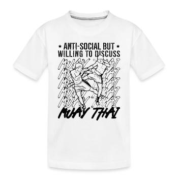Combattant de Muay Thai Anti-Social Mais Volontaire Boxe - T-shirt bio Premium Enfant - blanc - Devant