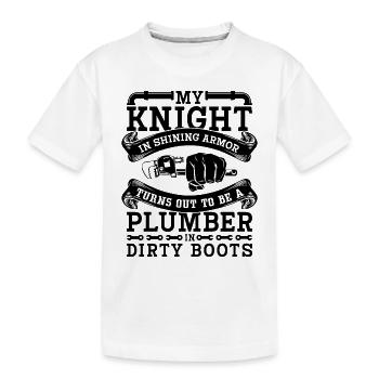 Mon chevalier en armure brillante Plombier Plomberie Pipe - T-shirt bio Premium Enfant - blanc - Devant