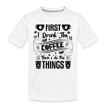 Café Sarcasme Amis Bonheur Joie Cappuccino - T-shirt bio Premium Enfant - blanc - Devant