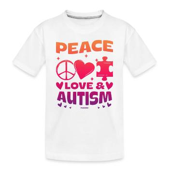 Paix Amour et Autisme - T-shirt bio Premium Enfant - blanc - Devant
