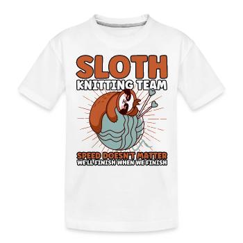 Garn stricken Stricken Stricken Stoff Geschenk - Kinder Premium Bio T-Shirt - Weiß - Vorne