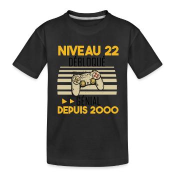 niveau 22 débloqué génial depuis 2000 - T-shirt bio Premium Enfant - noir - Devant