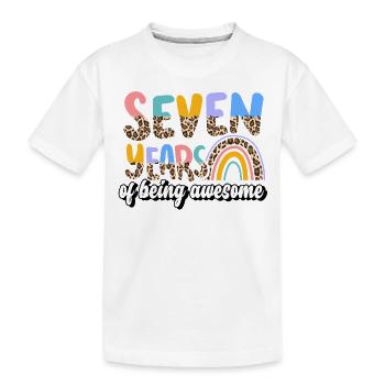 Seven Years Of Being Awesome Animal Skin Pattern - Kinder Premium Bio T-Shirt - Weiß - Vorne