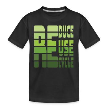 Reduzieren Sie Reuse Recycle Eearth Day - Kinder Premium Bio T-Shirt - Schwarz - Vorne