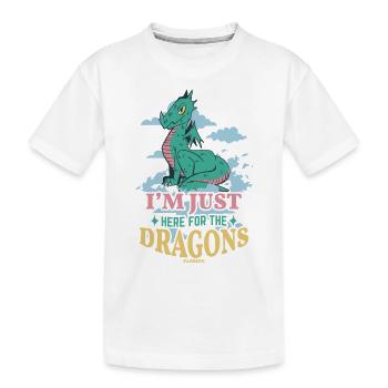 Je suis juste ici pour les dragons - T-shirt bio Premium Enfant - blanc - Devant