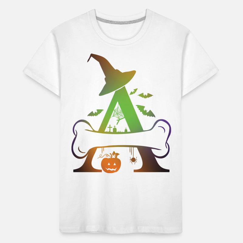 Personalized Halloween theme name initial, Kids' Premium Organic T-Shirt