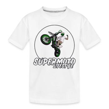 Supermoto / Supermotard / Supermoto Wheelie Biker - Kinder Premium Bio T-Shirt - Weiß - Vorne