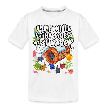 Médicament pour le bonheur en été Mangeurs de gomme de chat - T-shirt bio Premium Enfant - blanc - Devant