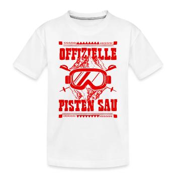 Offizielle Pisten Sau - Kinder Premium Bio T-Shirt - Weiß - Vorne