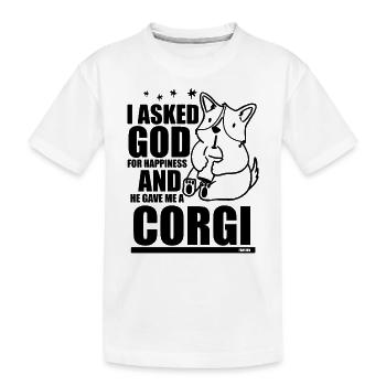 Corgi Gott Hundeliebe - Kinder Premium Bio T-Shirt - Weiß - Vorne