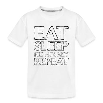 Essen Schlafen Eishockey - Kinder Premium Bio T-Shirt - Weiß - Vorne